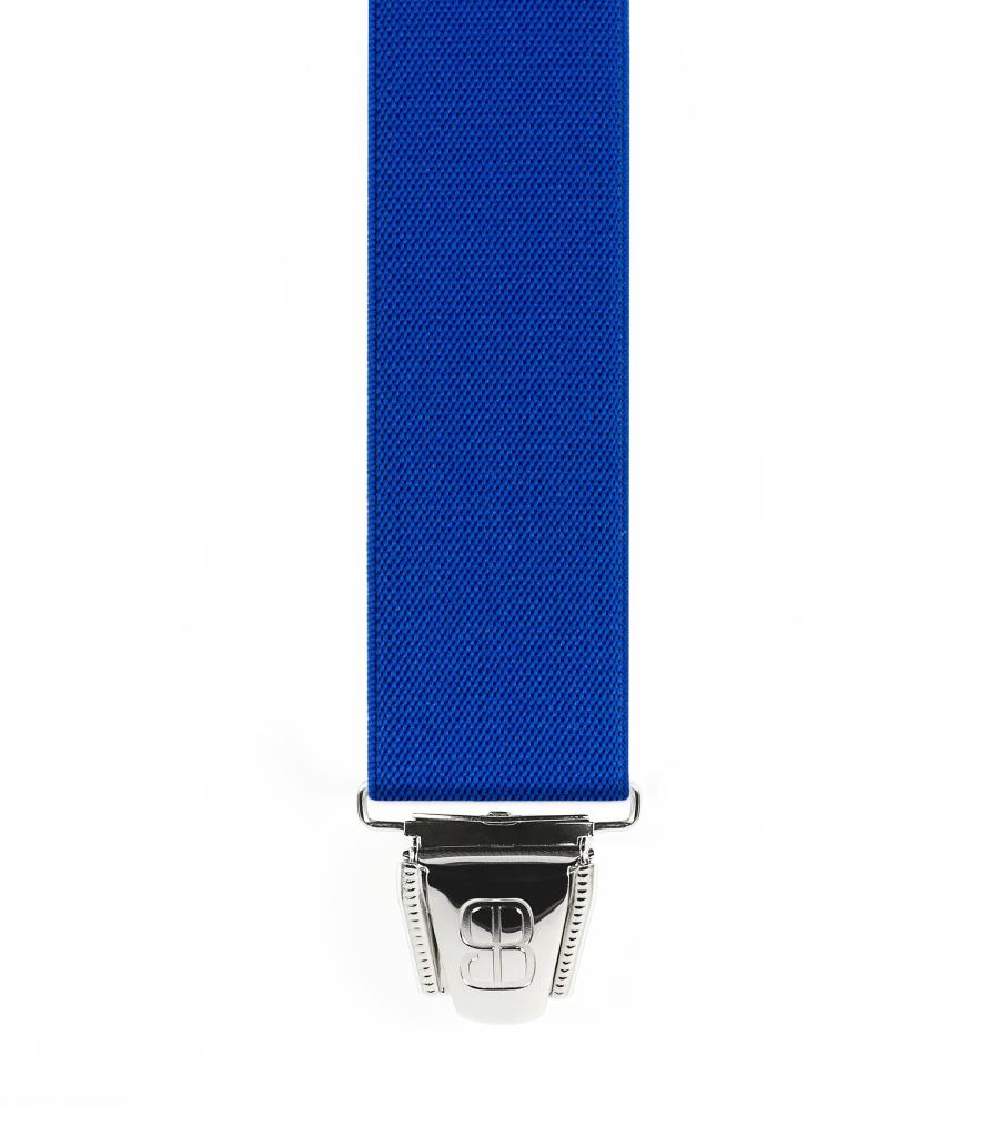 Bretelles 3 pinces - Uni Plat 35mm - 120cm - Bleu Roi
