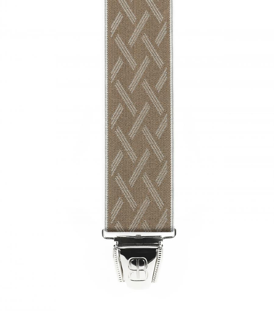 Bretelles 3 Pinces - Jacquard Qualité Sup. 35mm - 140cm - Griffé Beige